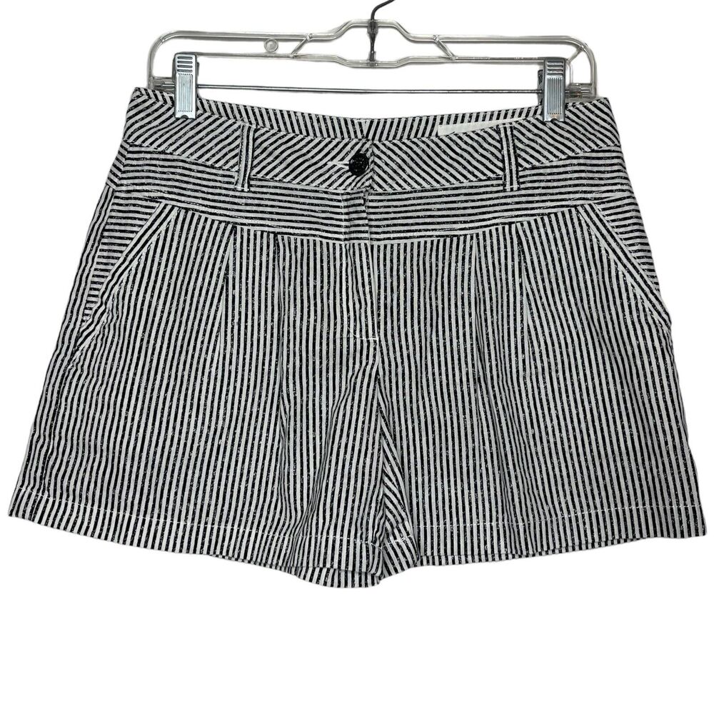 Two By Vince Camuto Shorts Size 4 Black White Linen Blend Preppy Sailor 27